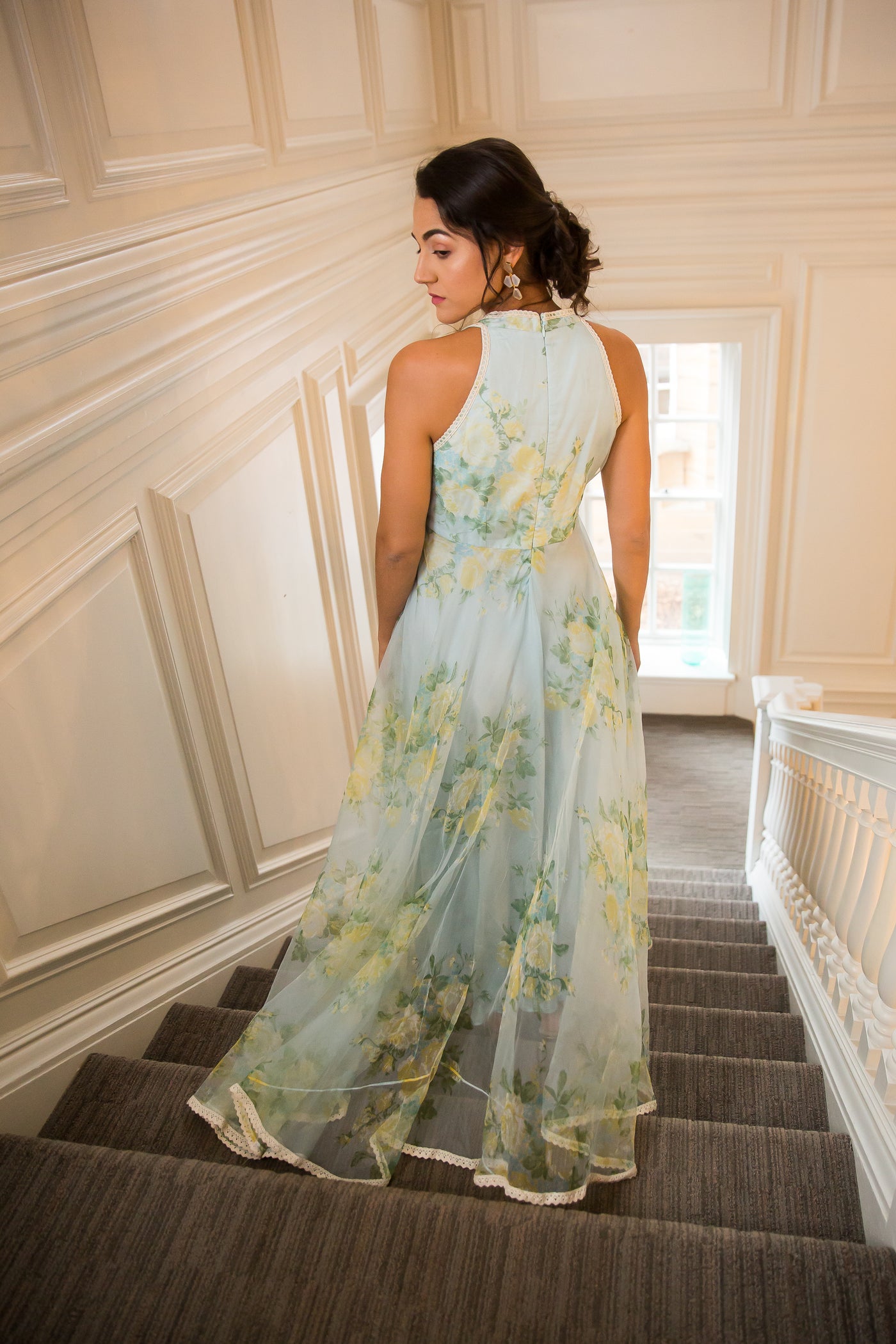 KAIRA - Organza Floral Gown with Jacket.