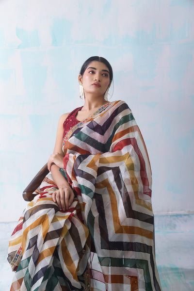 ALISHA - Multi Color Stripes Sari