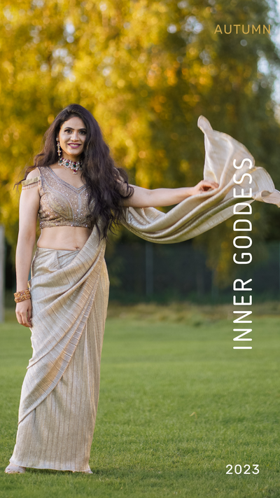 SITARA - Golden Skirt Saree Set| Ready To Ship