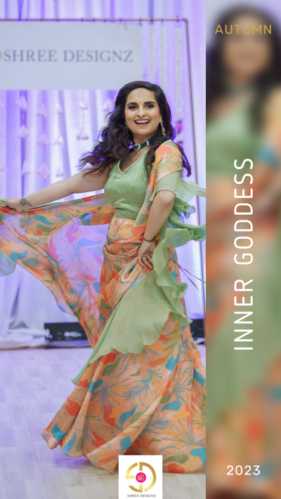 RADHIKA - Abstract Floral Skirt Saree Set | Ready To Ship