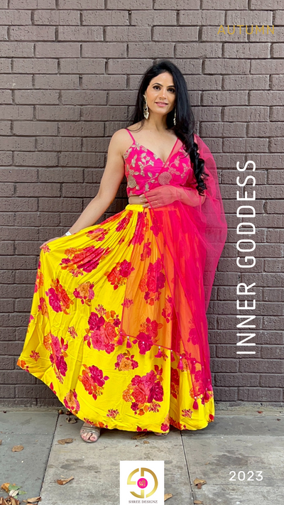 NAINA - Yellow Floral Skirt Set | Ready To Ship