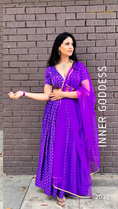 SIMRAN - Purple Bandini Printed Skirt Set | Ready To Ship
