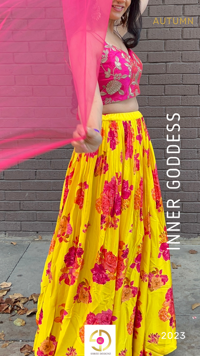 NAINA - Yellow Floral Skirt Set | Ready To Ship