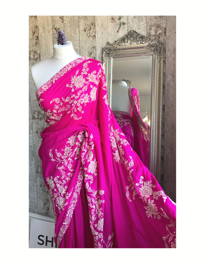 RATNA - Ruby Pink Jewel Tone Tussar Saree | Ready to Ship