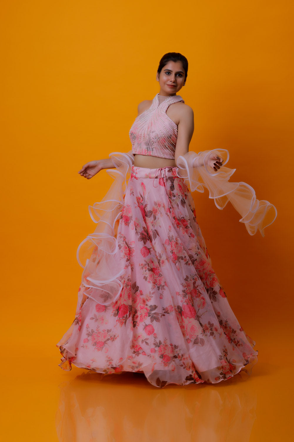 JESSICA - Pastel Floral Lehenga Skirt