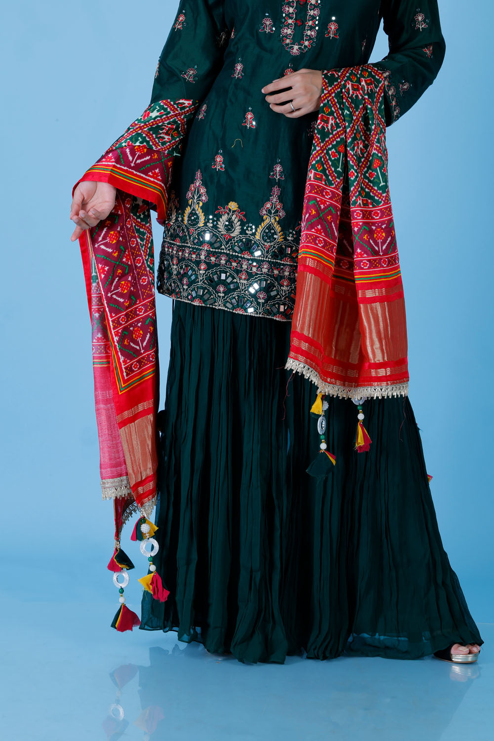 BHAVNA- Moss Green Sharara Suit Dress