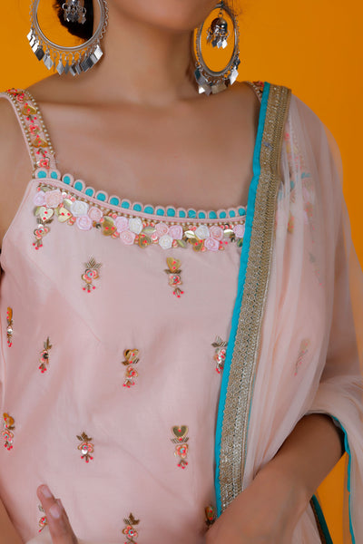 TANISI - Peach Sharara Suit Dress