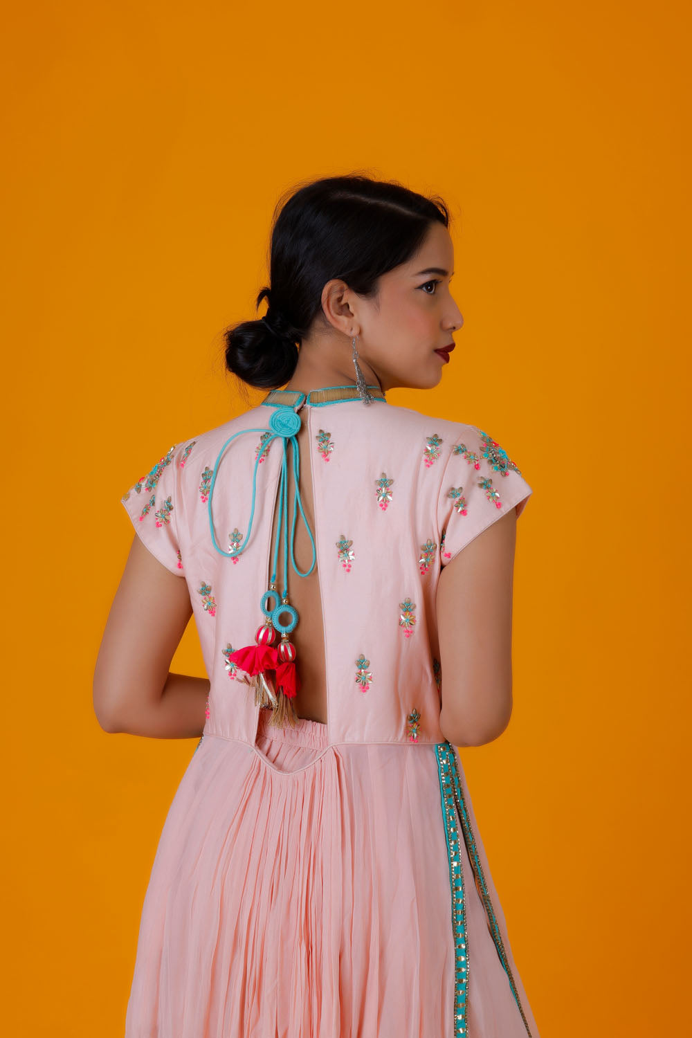 SHAILA - Peach Long Kurta Sharara Suit Dress