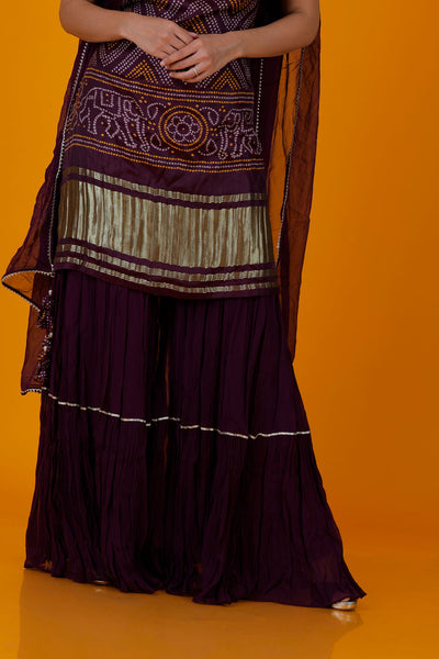 RIMA - Burgundy Printed Sharara Suit Dress