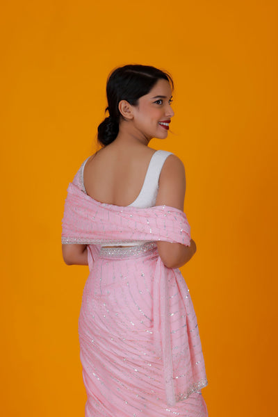 JAYA - Baby Pink Embroidered Saree