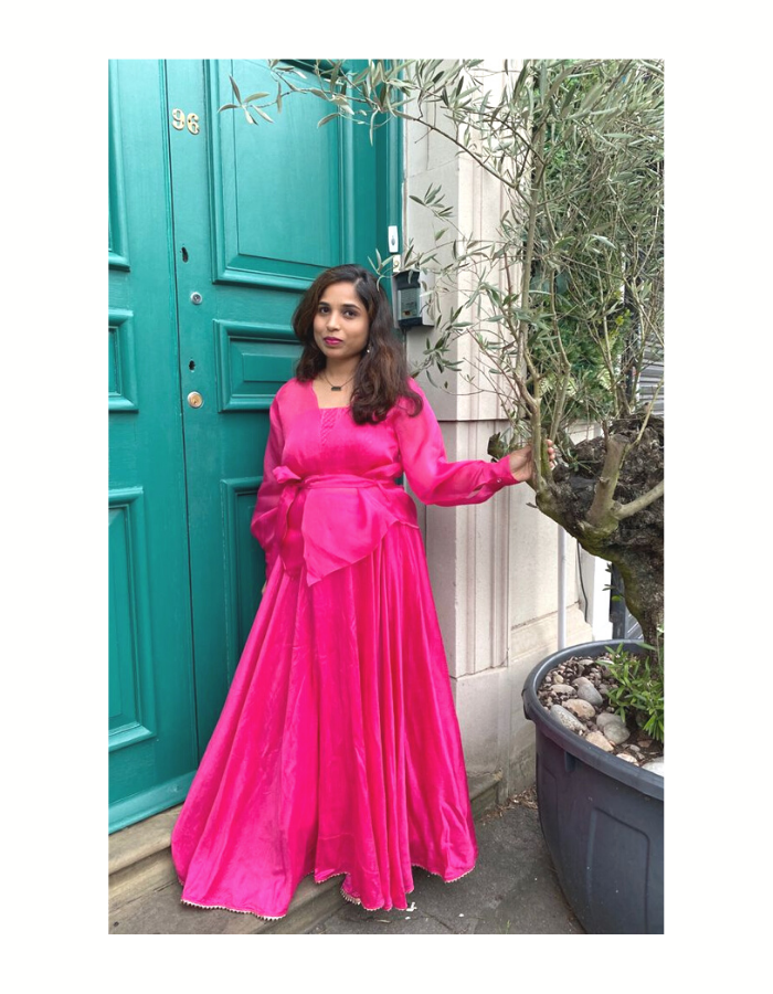 MANAH - Gulabi Pink Lehenga Skirt with Wraparound Cape