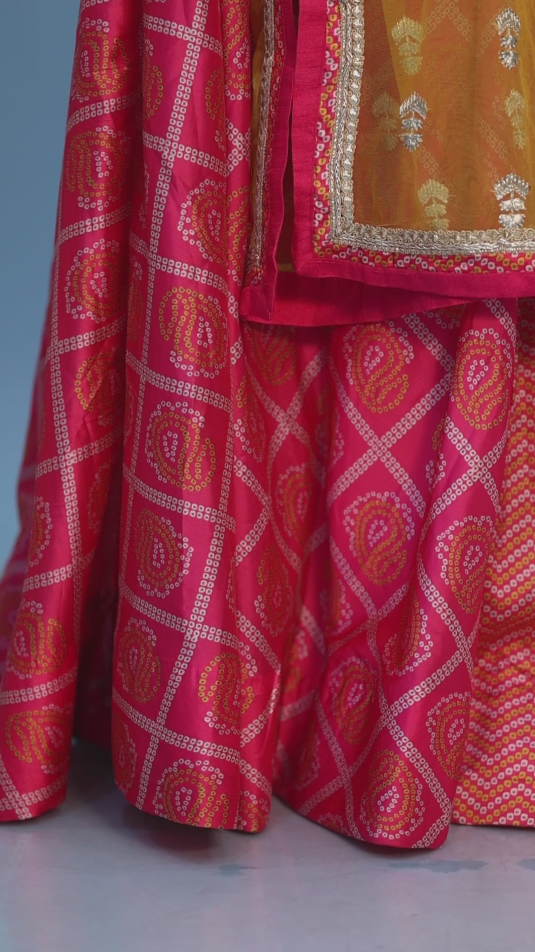 ANJLI - Printed Coral Anarkali Gown