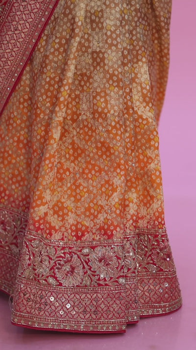 SADHNA - Handwoven Ombre Bandhani Silk Sari