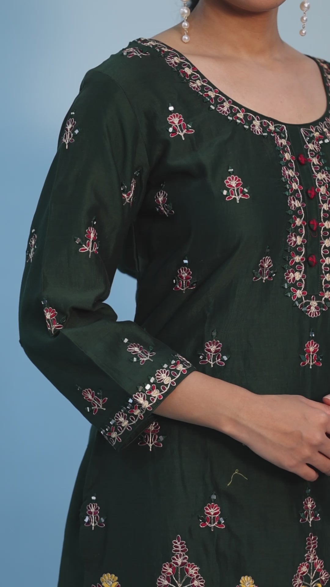BHAVNA- Moss Green Sharara Suit Dress