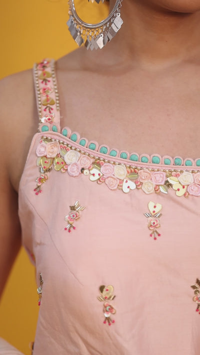 TANISI - Peach Sharara Suit Dress