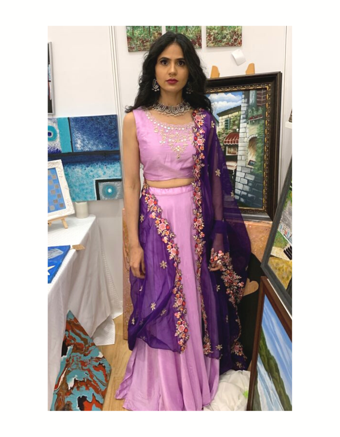 TRISHNA - Lilac Lehenga with Purple Embroidered Dupatta