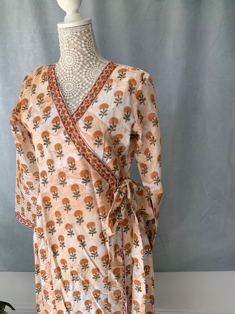 Secret Garden Marble Marigold Wrap Dress | Ready To Ship