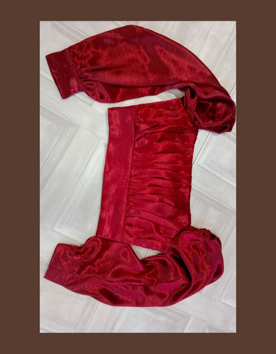 CHILLI RED - Pleated Satin Blouse | Ready to Ship