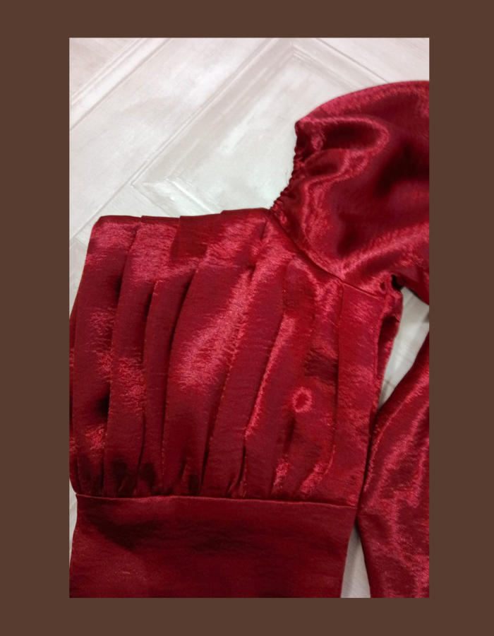 CHILLI RED - Pleated Satin Blouse | Ready to Ship