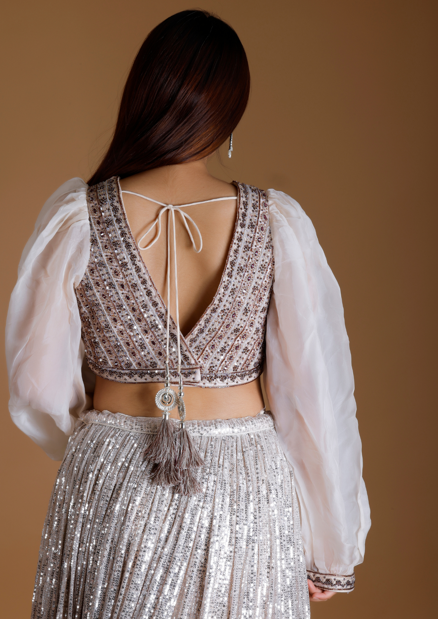 ZAMIHA - Fusion smoky brown Ombre Sequin Skirt Set