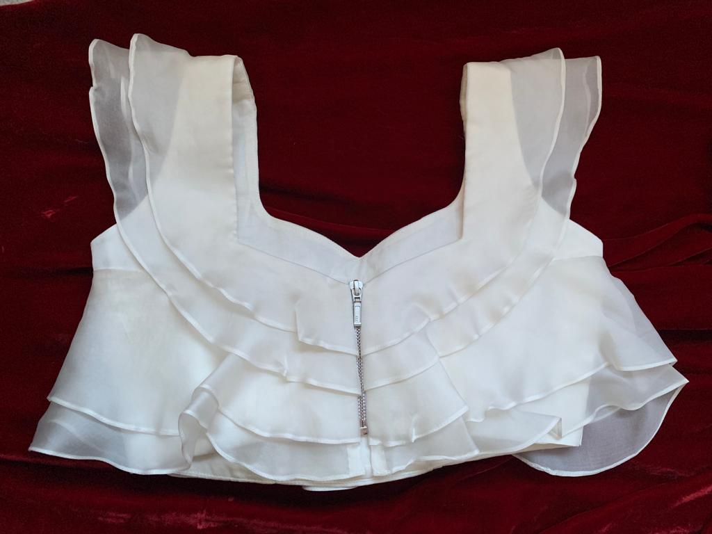VERSATILE-  Organza Ruffled CropTop