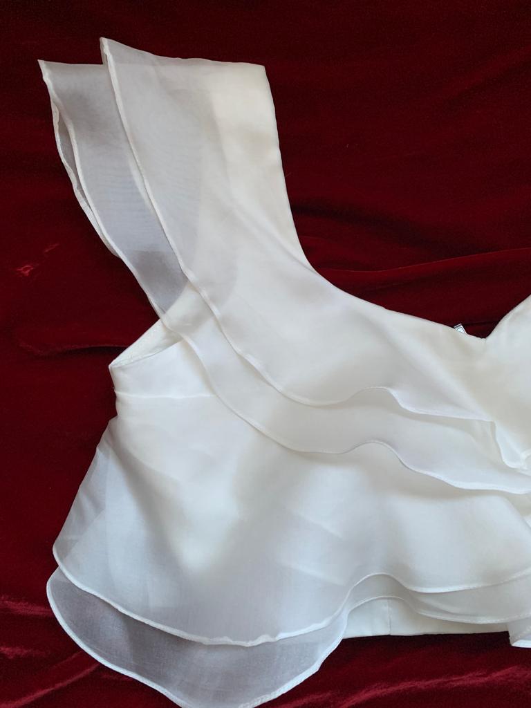 VERSATILE-  Organza Ruffled CropTop