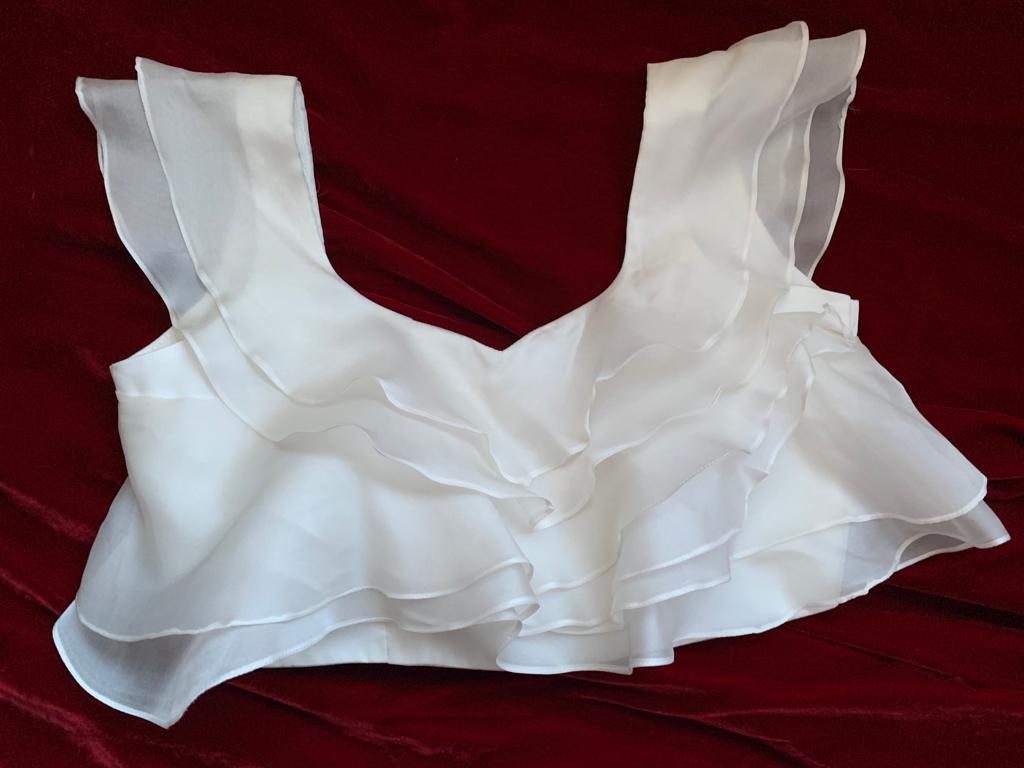 VERSATILE-  Organza Ruffled CropTop