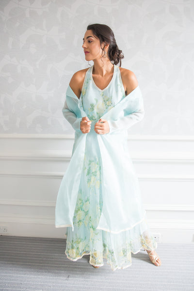 KAIRA - Organza Floral Gown with Jacket.