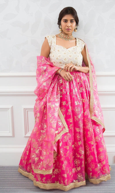 NAIRA - Pink Rose Lehenga Skirt Set.